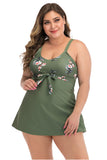 Plus Size Army Green Floral Swimwear