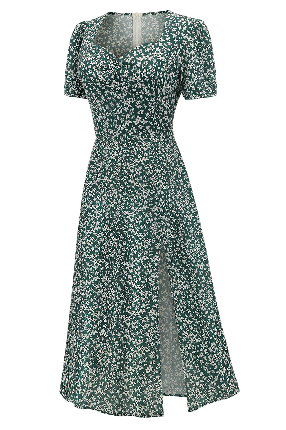 V Neck Floral 1950s Vintage Dress