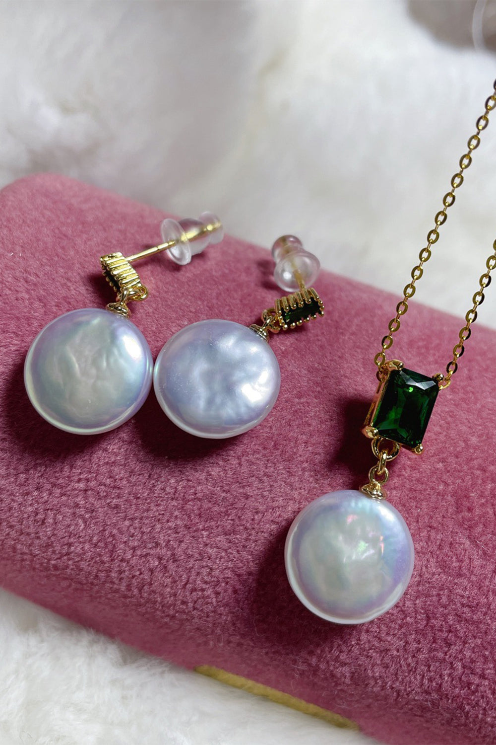 White Pearls Earrings and Necklace