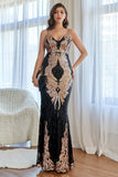 Black and Gold Sequins Mermaid Ball Dress