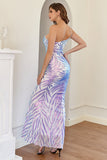 Purple One Shoulder Sequins Long Ball Dress