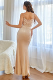 Blush Mermaid Ball Dress with Sequins and Slit