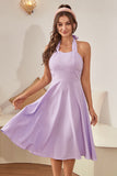 Halter Lavender Plaid Vintage Dress