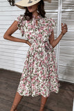 Floral Print Summer Dress with Ruffles