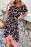 Off the Shoulder Black Print Summer Dress