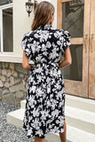 Black Floral Print Summer Dress