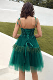Green Beading Tulle Short Cocktail Dress
