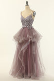 Tulle Layered Appliqued Long Ball Dress