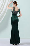 Dark Green Mermaid Bateau-Neck Ball Dress