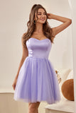 Sweetheart Purple A Line Cocktail Party Dress