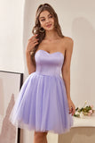 Sweetheart Purple A Line Cocktail Party Dress