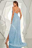 One-Shoulder Sequined Mermaid Blush Ball Dress