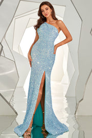 One Shoulder Sequined Mermaid Long Ball Dress