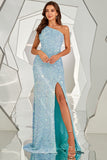 One-Shoulder Sequined Mermaid Blush Ball Dress