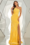 One-Shoulder Sequined Mermaid Ball Dress