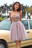 Blush Tulle & Sequins Cute Cocktail Dress