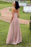Blush Halter Sparkly Formal Dress with Ruffles