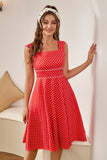 Polka Dots Red Vintage 1950s Dress
