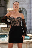 Sheath Off the Shoulder Black Short Homecoming Dress