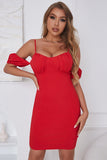 Sheath Off the Shoulder Red Short Cocktail Dress