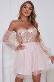 Cute A-Line Off-the-Shoulder Yellow Cocktail Dress