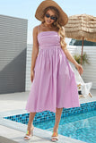 A Line Spaghetti Straps Purple Summer Dress