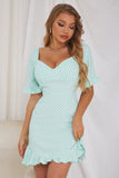 Sweetheart Polka Dots Light Green Summer Dress