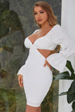 White Bodycon Long Sleeves Cocktail Dress