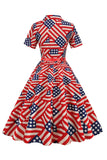 American Flag Print Vintage Dress