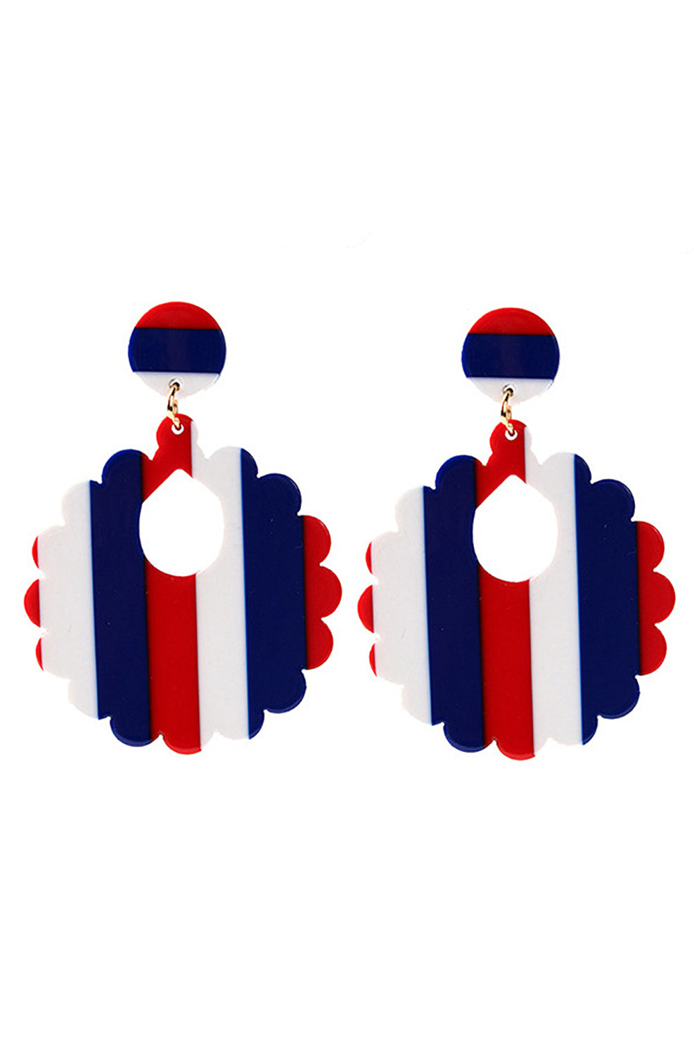 Independence Day Red White Blue Striped Earrings
