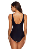 One Piece Blue V-Neck Swimwear