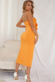 Orange Strapless Simple Formal Dress with Slit