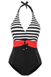 Black Halter One Piece Swimwear