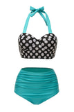 Two Piece Halter Green Swimsuit