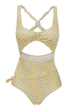 One Piece High Waist Yellow Swimwear