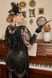Black Eight Pieces Socks Gloves 1920s Accessories Sets