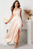 Champagne One Shoulder Sleeveless Cocktail Dress