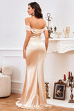 Champagne Off The Shoulder Mermaid Evening Dress