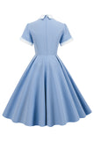 Light Blue 1950s Vintage Dress with Sleeves