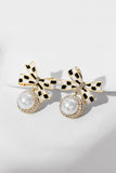 Black and White Check Bow Earrings