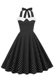 Halter Polka Dots Swing 1950s Dress