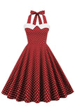 Halter Polka Dots Swing 1950s Dress