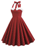 Halter Polka Dots Swing 1950s Dress