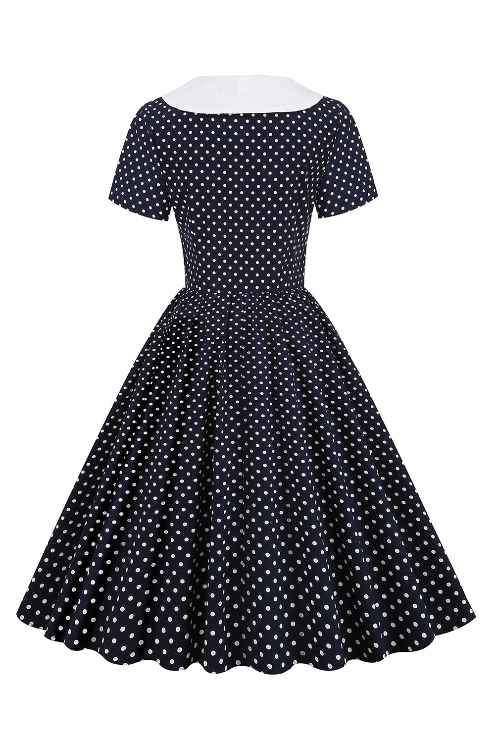 Black and White Polka Dots Vintage 1950s Dress with Bowknot