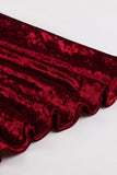 Burgundy Velvet Swing Dress with Long Sleeves