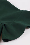 Dark Green Bodycon 1960s Dress with Ruffles