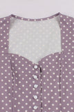 Purple Polka Dots 1950s Dress with Belt