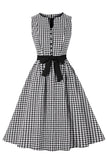 Black Plaid 1950s Swing Dress