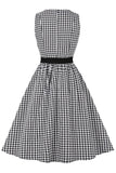 Black Plaid 1950s Swing Dress