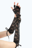 Black Lace 1920s Party Gloves